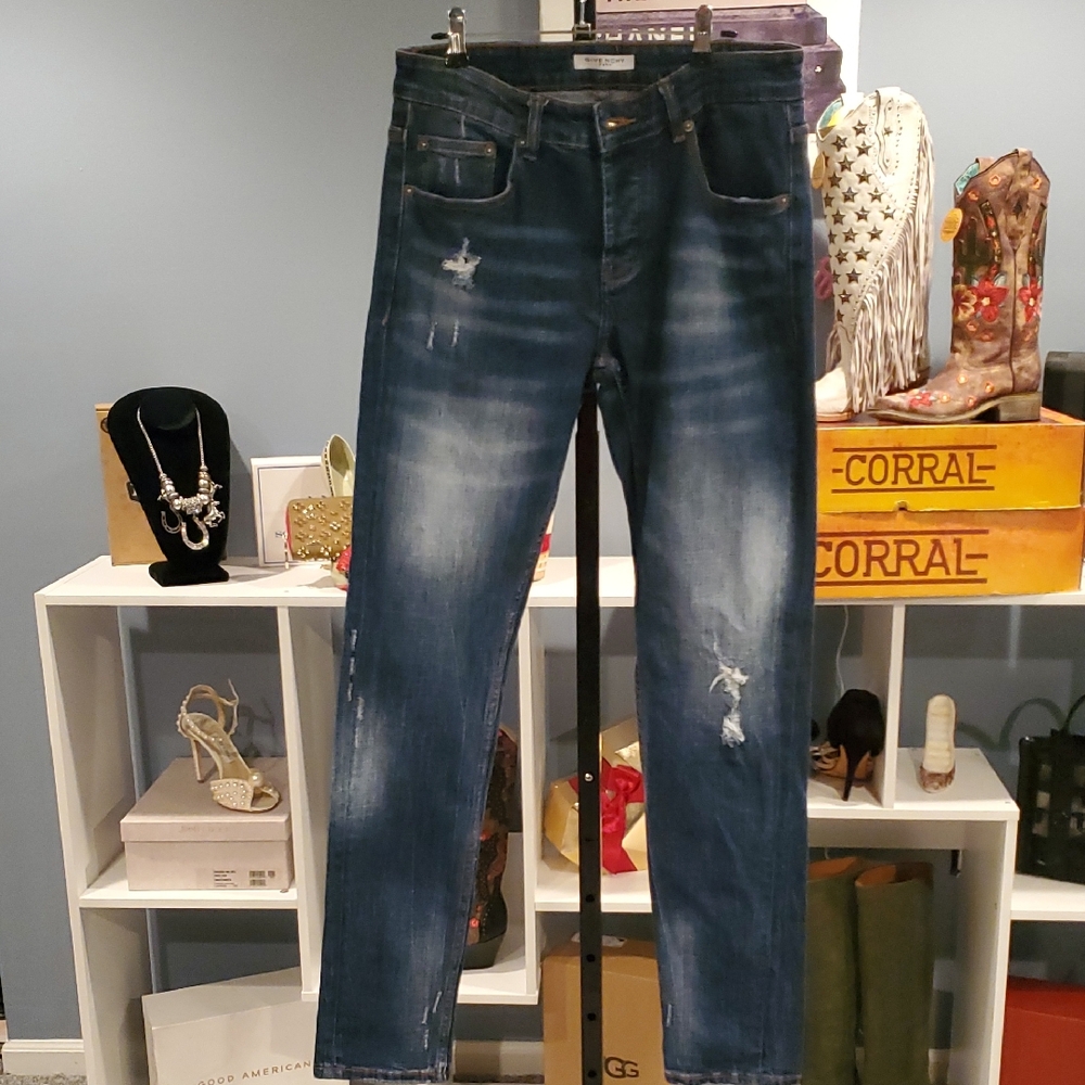 GIVENCHY Men's Blue Distressed Jeans